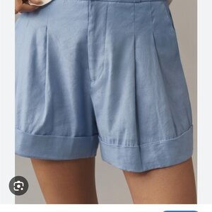 Anthropologie Blue High Waist Shorts with Tailored Pleats